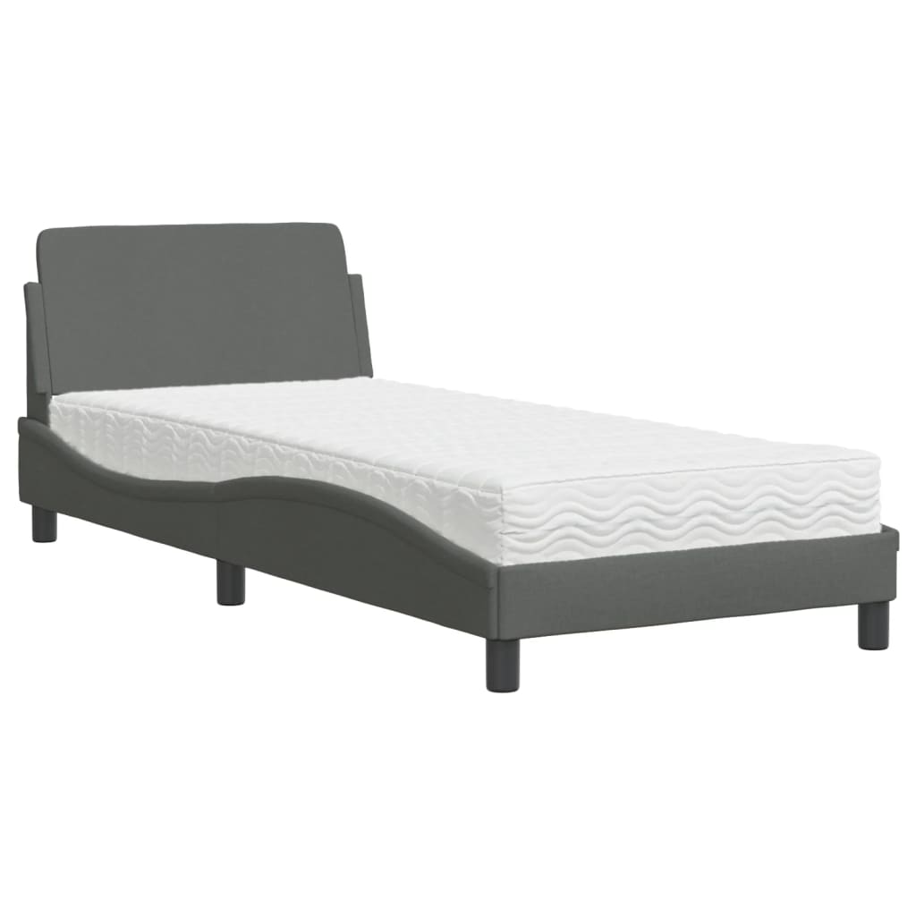 Letto con Materasso Dover Grigio Scuro 90x190 cm in Tessuto - homemem39