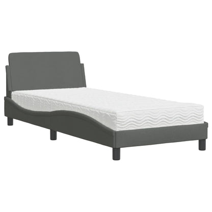 Letto con Materasso Dover Grigio Scuro 90x190 cm in Tessuto - homemem39