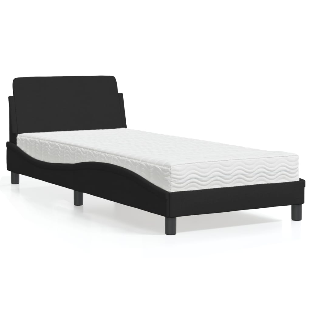 Letto con Materasso Dover Nero 90x190 cm in Tessuto - homemem39