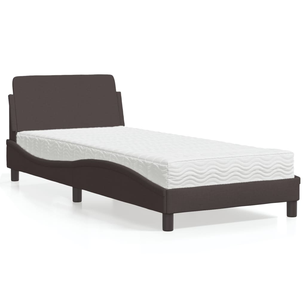 Letto con Materasso Dover Marrone Scuro 90x190 cm in Tessuto