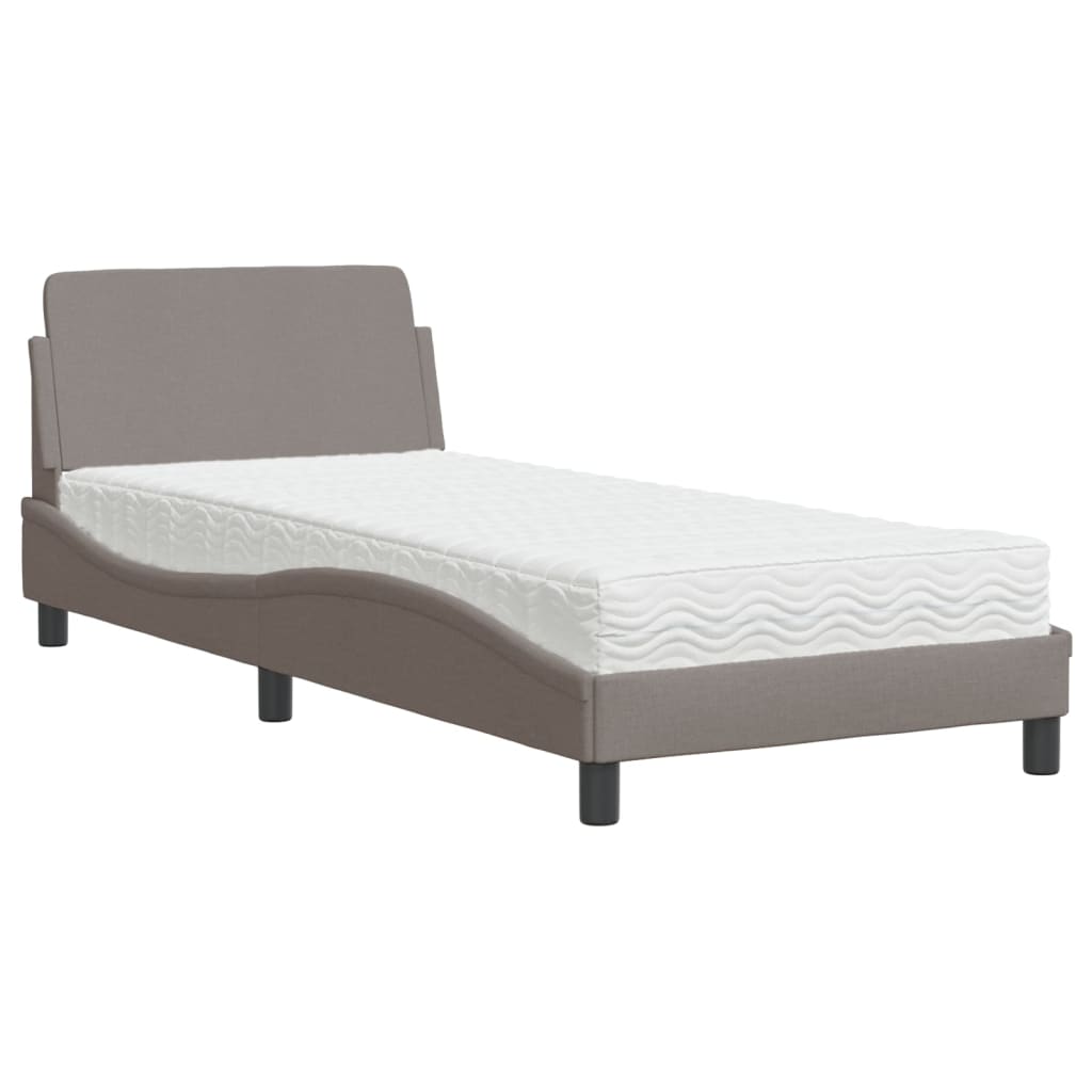 Letto con Materasso Dover Tortora 90x190 cm in Tessuto - homemem39
