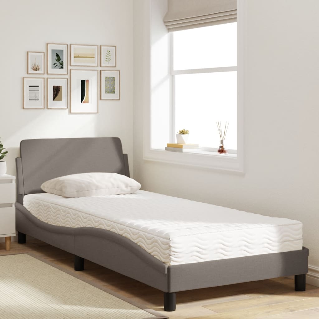 Letto con Materasso Dover Tortora 90x190 cm in Tessuto - homemem39