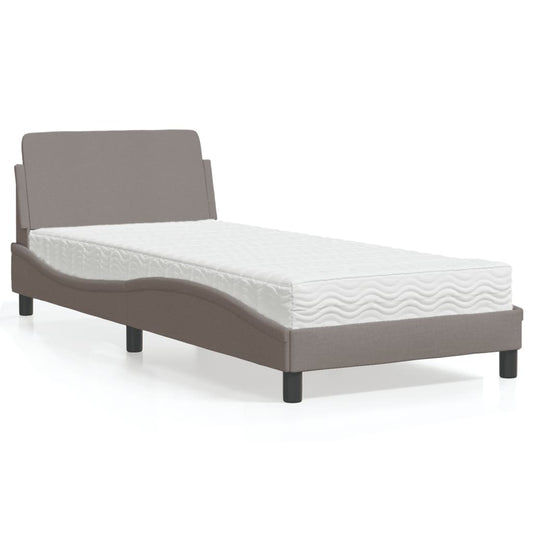 Letto con Materasso Dover Tortora 90x190 cm in Tessuto - homemem39