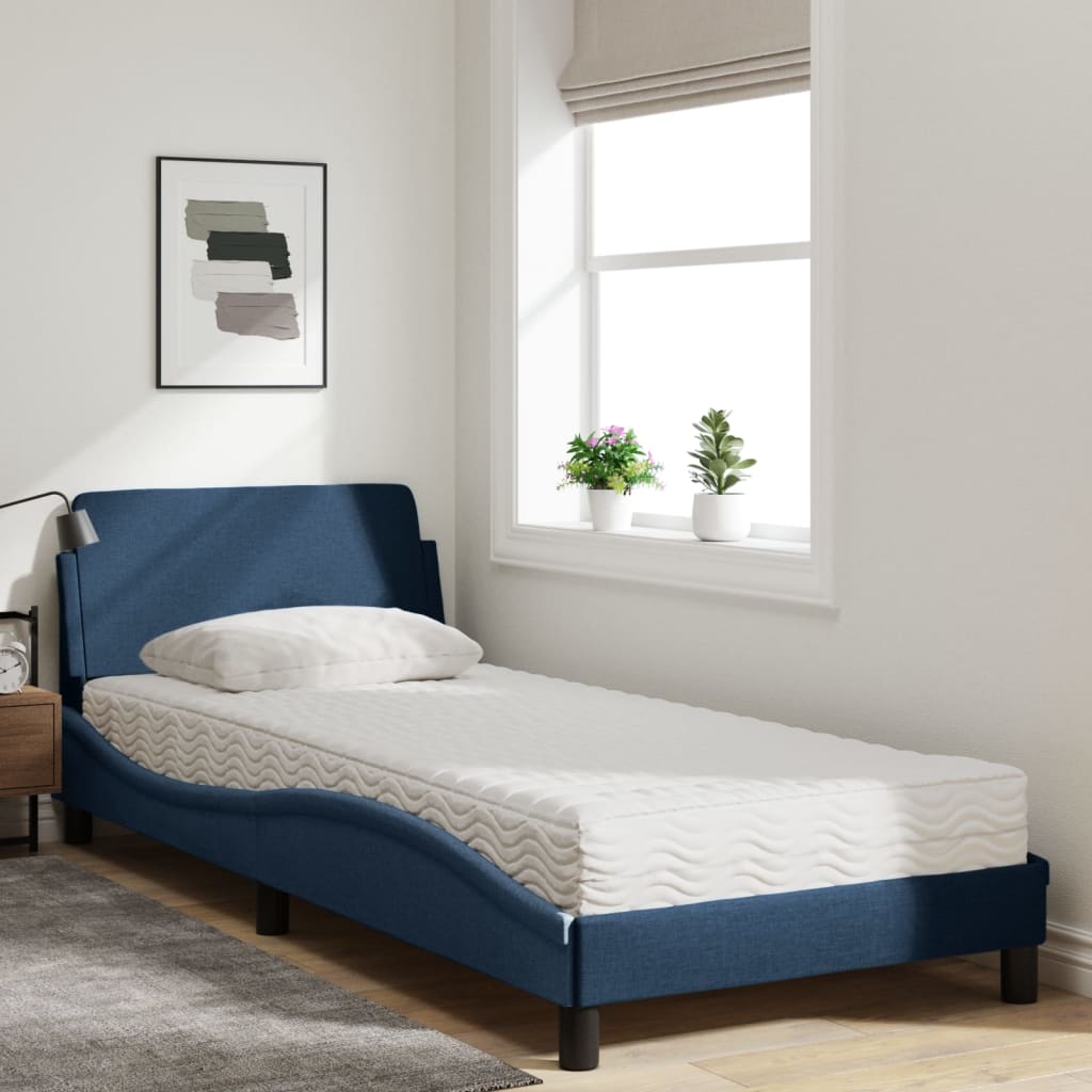 Letto con Materasso Dover Blu 90x190 cm in Tessuto | homemem39