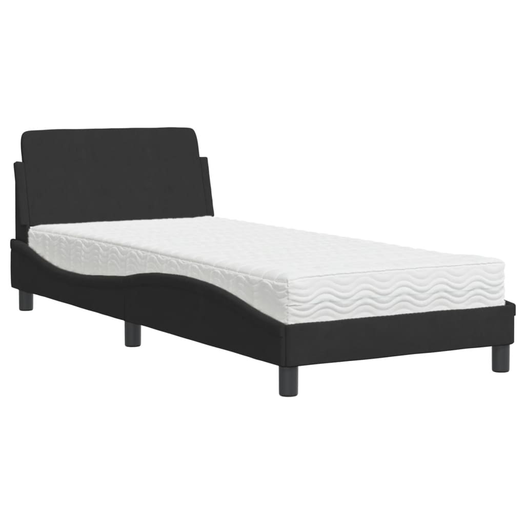 Letto con Materasso Dover Nero 90x190 cm in Velluto - homemem39