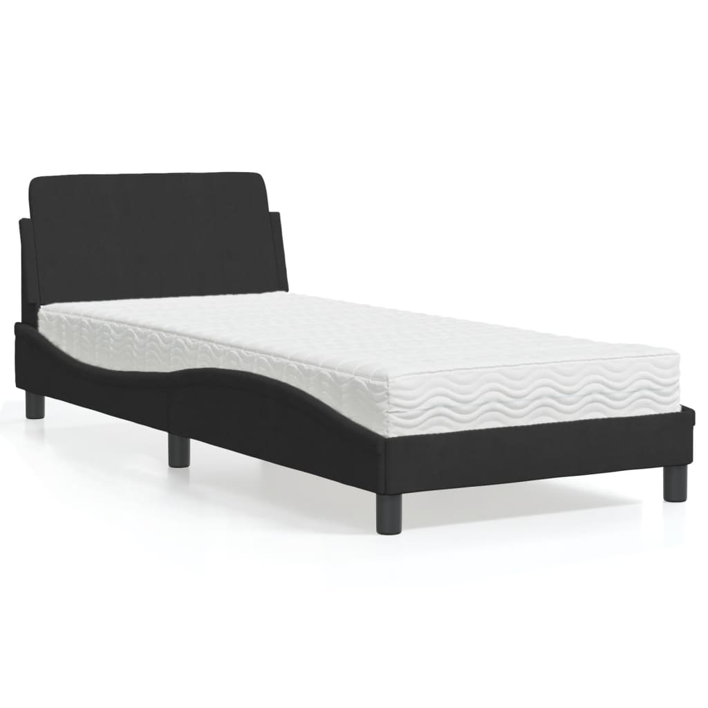 Letto con Materasso Dover Nero 90x190 cm in Velluto - homemem39