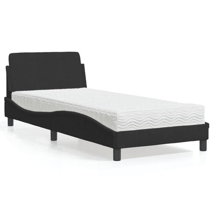 Letto con Materasso Dover Nero 90x190 cm in Velluto - homemem39