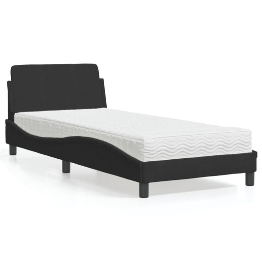 Letto con Materasso Dover Nero 90x190 cm in Velluto - homemem39
