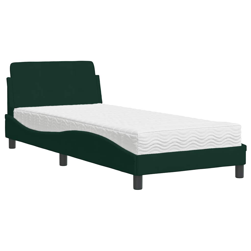 Letto con Materasso Dover Verde Scuro 90x190 cm in Velluto | homemem39