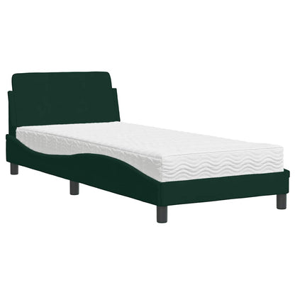 Letto con Materasso Dover Verde Scuro 90x190 cm in Velluto | homemem39