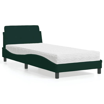 Letto con Materasso Dover Verde Scuro 90x190 cm in Velluto | homemem39