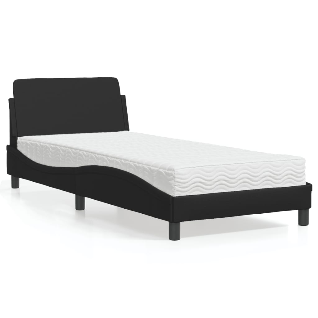 Letto con Materasso Dover Nero 90x190 cm in Similpelle - homemem39