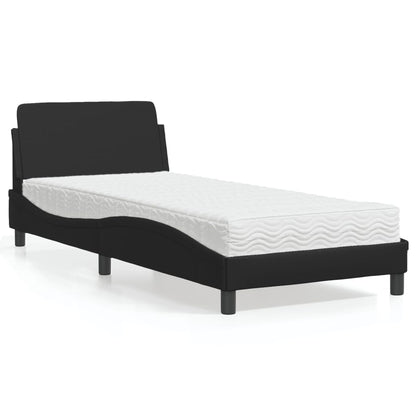 Letto con Materasso Dover Nero 90x190 cm in Similpelle - homemem39