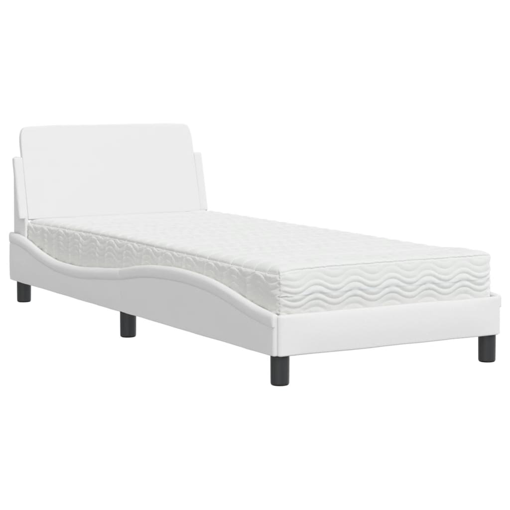 Letto con Materasso Dover Bianco 90x190 cm in Similpelle | homemem39