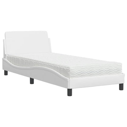 Letto con Materasso Dover Bianco 90x190 cm in Similpelle | homemem39