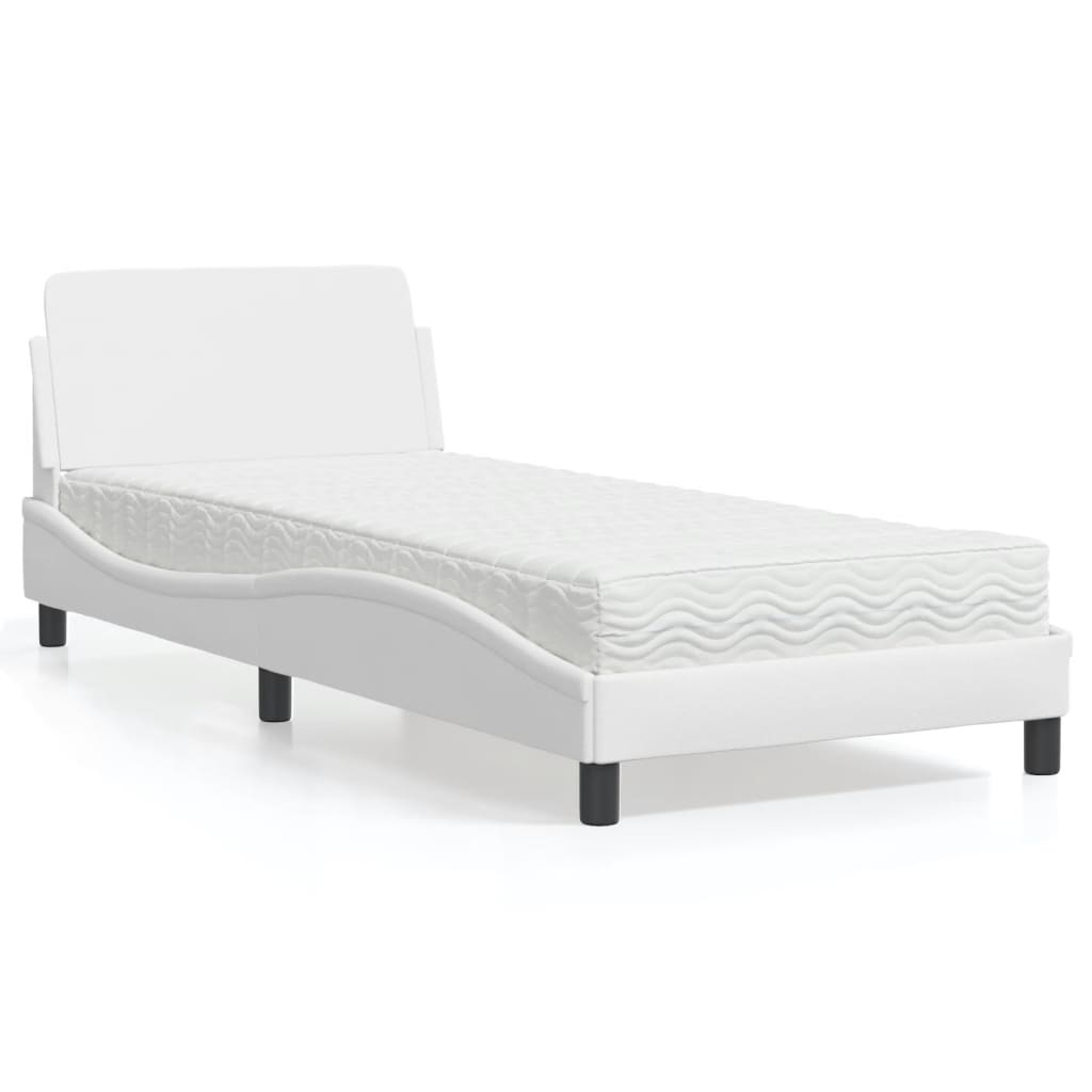 Letto con Materasso Dover Bianco 90x190 cm in Similpelle | homemem39