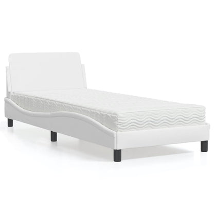 Letto con Materasso Dover Bianco 90x190 cm in Similpelle | homemem39