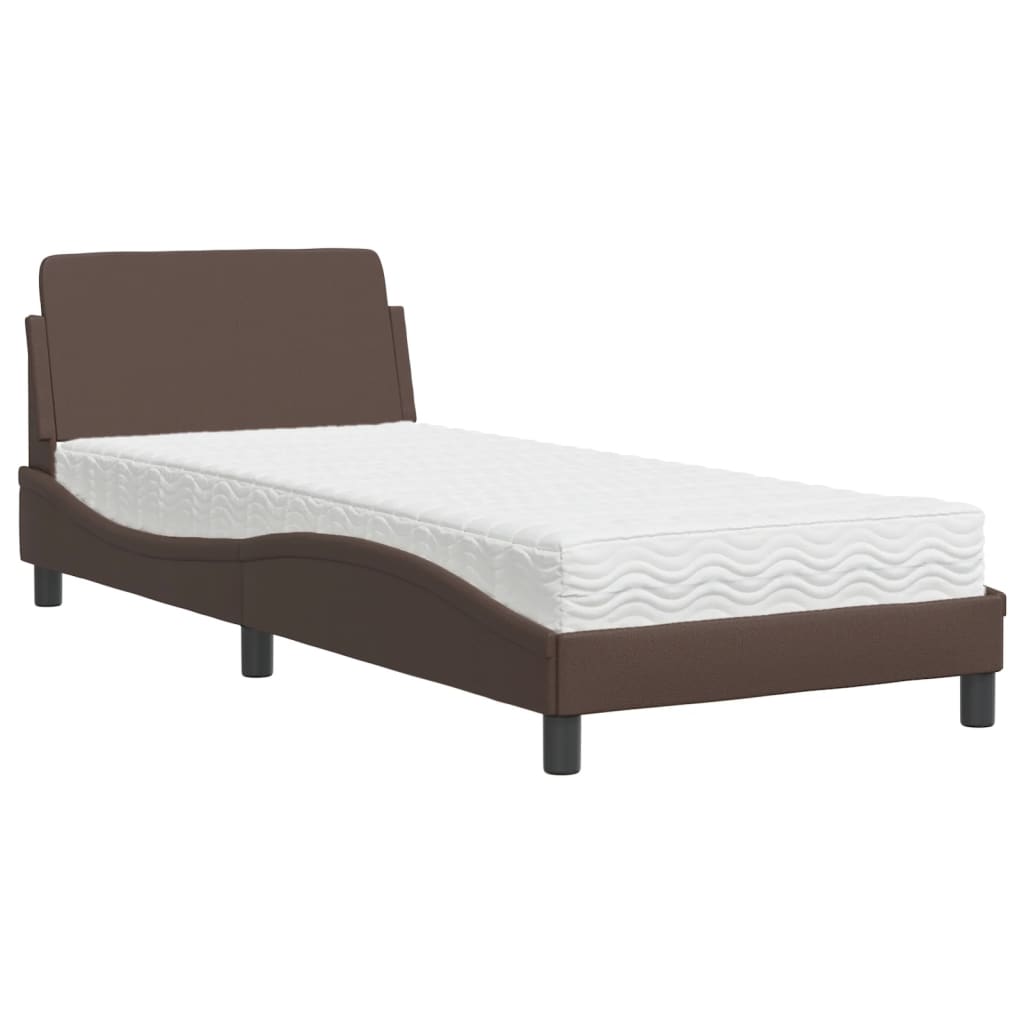 Letto con Materasso Dover Marrone 90x190 cm in Similpelle - homemem39