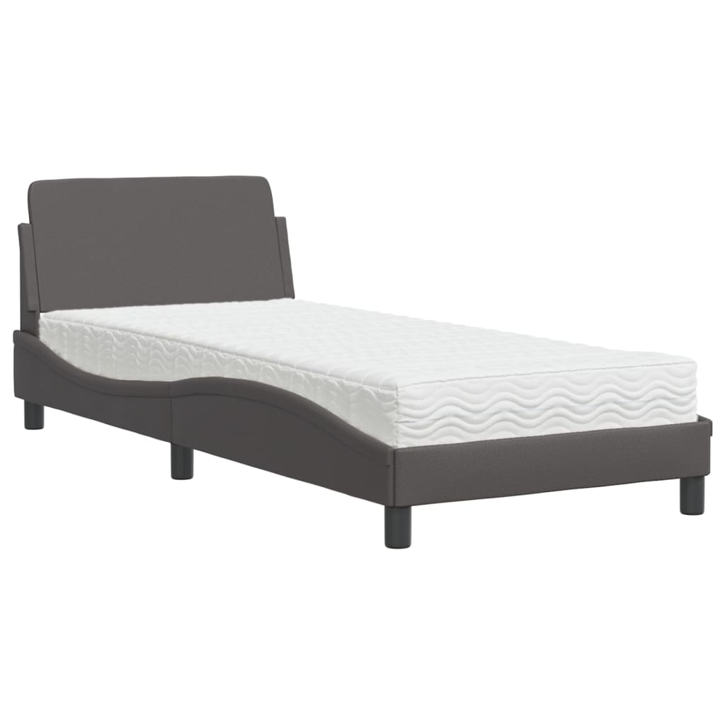 Letto con Materasso Dover Grigio 90x190 cm in Similpelle | homemem39