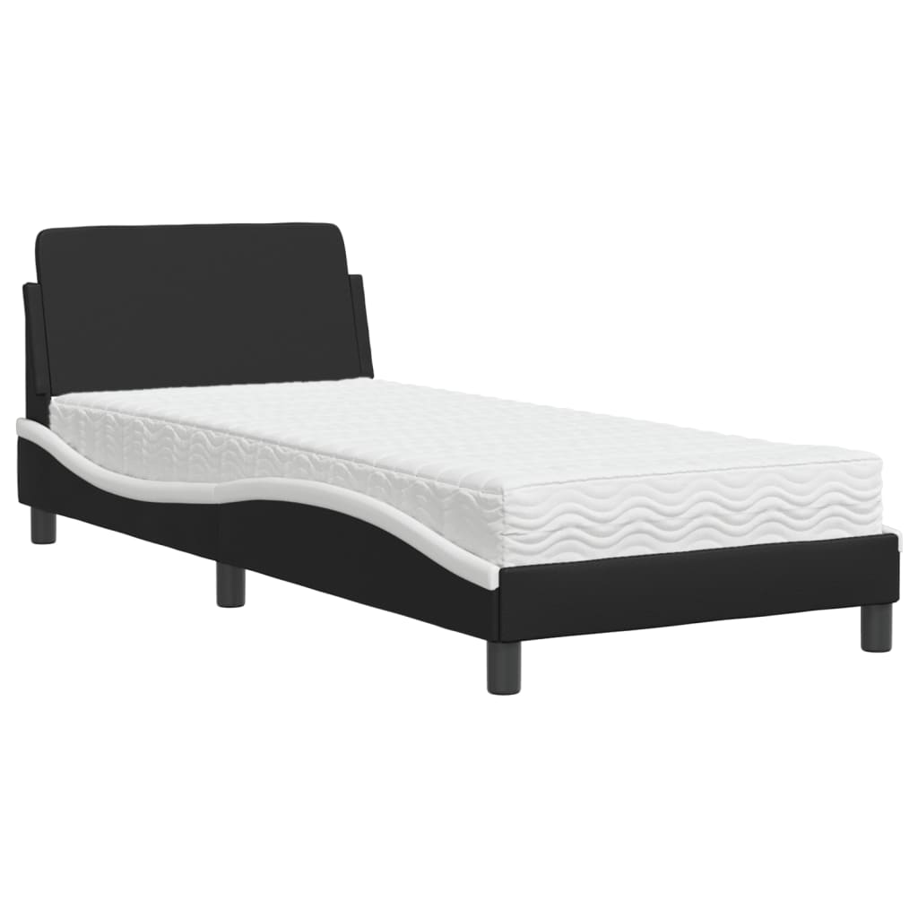 Letto con Materasso Dover Nero e Bianco 90x190 cm in Similpelle - homemem39