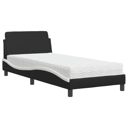 Letto con Materasso Dover Nero e Bianco 90x190 cm in Similpelle - homemem39