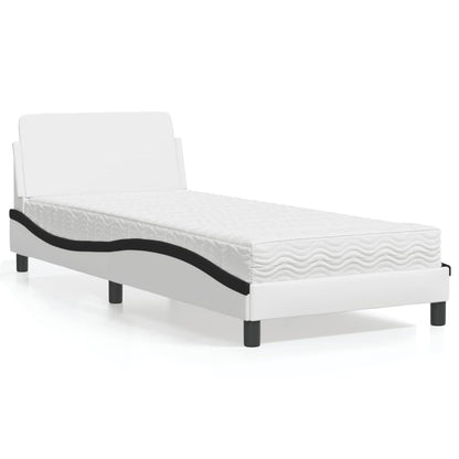 Letto con Materasso Dover Bianco e Nero 90x190 cm in Similpelle | homemem39