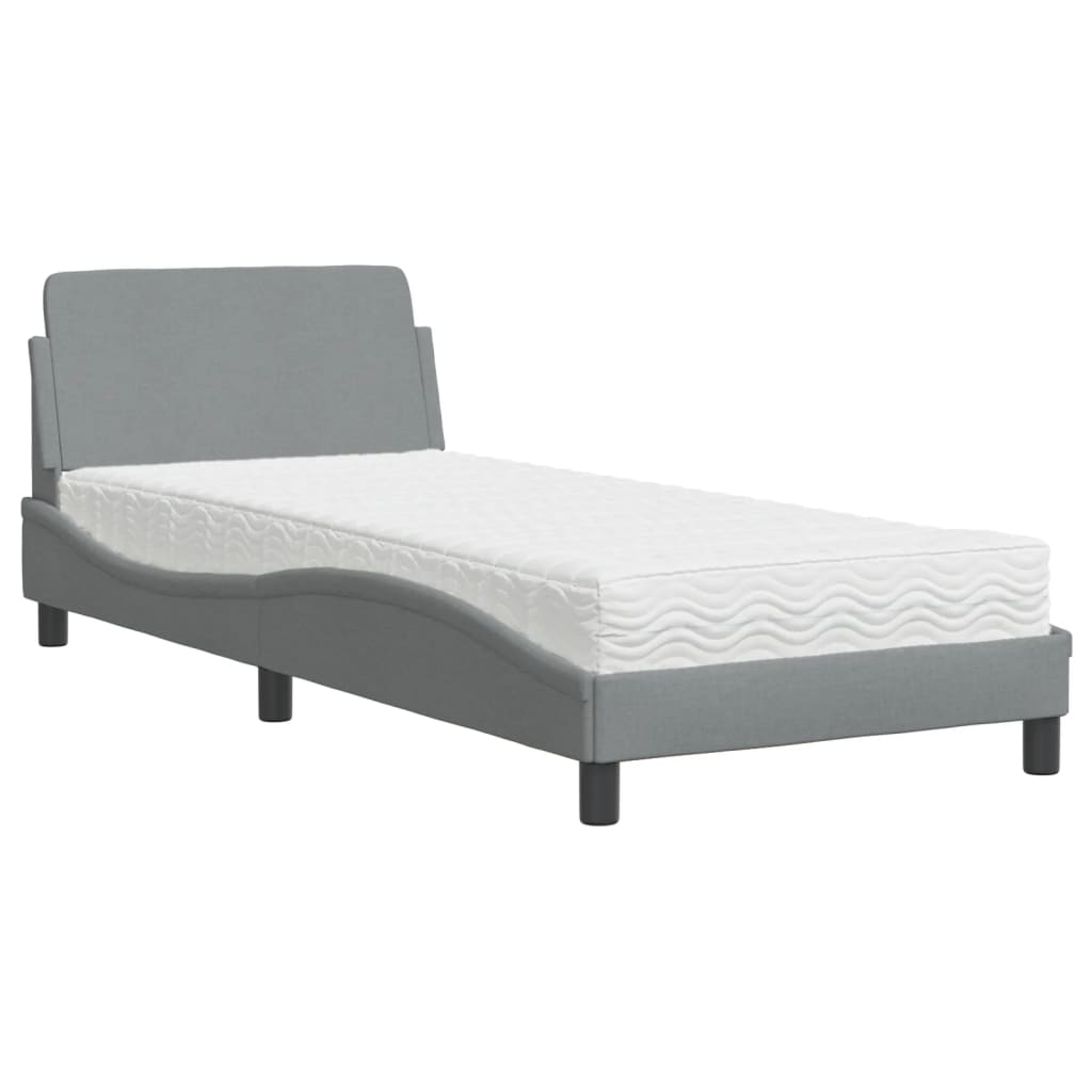 Letto con Materasso Dover Grigio Chiaro 90x200 cm in Tessuto - homemem39