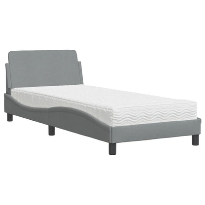 Letto con Materasso Dover Grigio Chiaro 90x200 cm in Tessuto - homemem39