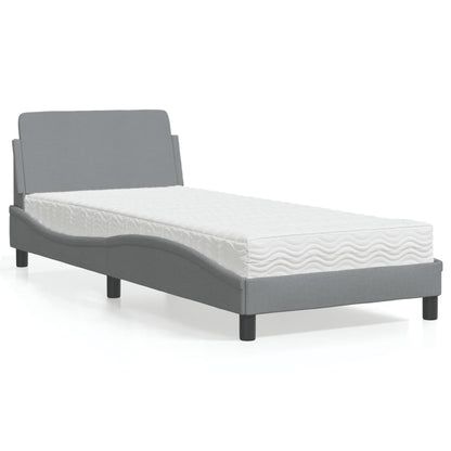 Letto con Materasso Dover Grigio Chiaro 90x200 cm in Tessuto - homemem39