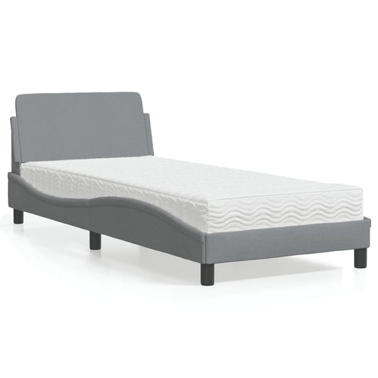 Letto con Materasso Dover Grigio Chiaro 90x200 cm in Tessuto - homemem39
