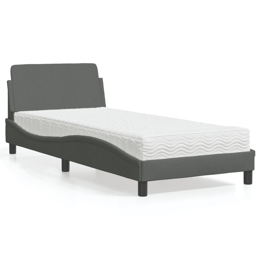 Letto con Materasso Dover Grigio Scuro 90x200 cm in Tessuto - homemem39