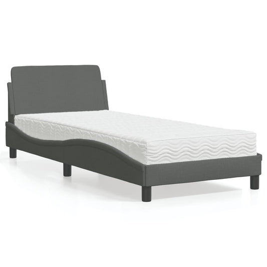 Letto con Materasso Dover Grigio Scuro 90x200 cm in Tessuto - homemem39