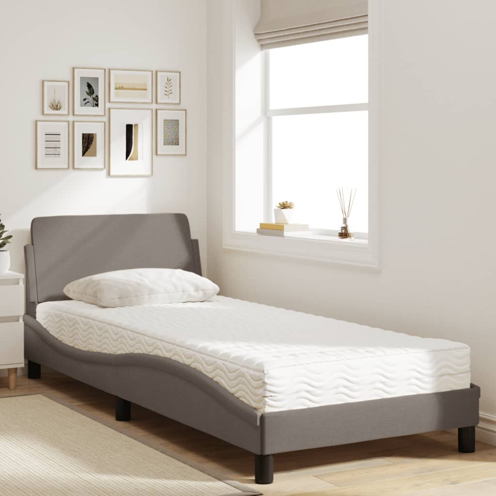 Letto con Materasso Dover Tortora 90x200 cm in Tessuto | homemem39