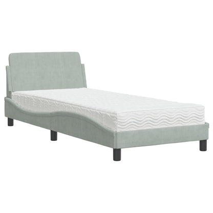 Letto con Materasso Dover Grigio Chiaro 90x200 cm in Velluto - homemem39