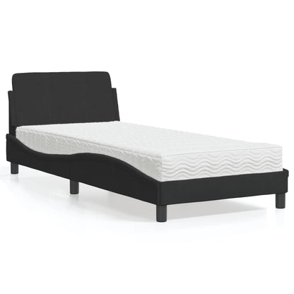 Letto con Materasso Dover Nero 90x200 cm in Velluto - homemem39