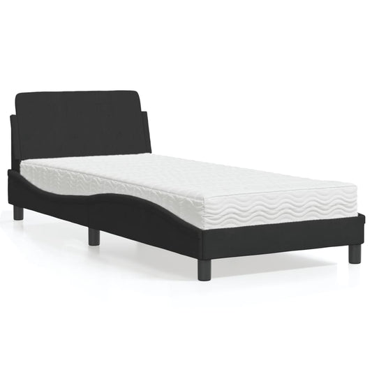 Letto con Materasso Dover Nero 90x200 cm in Velluto - homemem39
