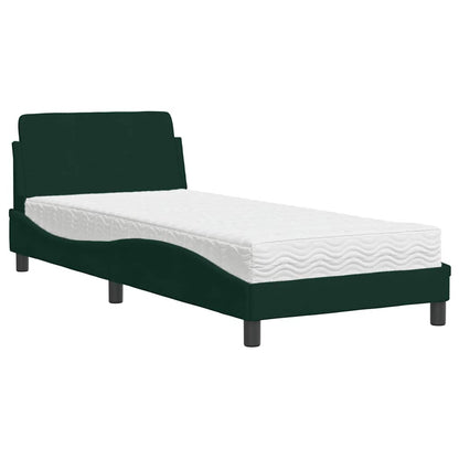 Letto con Materasso Dover Verde Scuro 90x200 cm in Velluto | homemem39