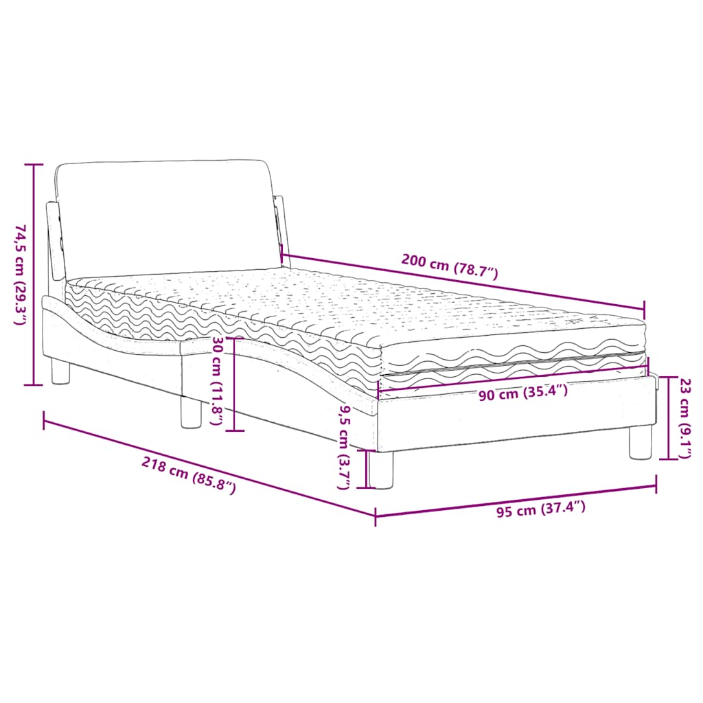 Letto con Materasso Dover Verde Scuro 90x200 cm in Velluto | homemem39