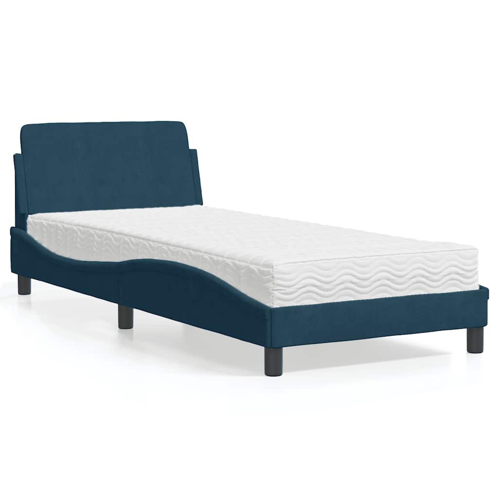 Letto con Materasso Dover Blu 90x200 cm in Velluto | homemem39