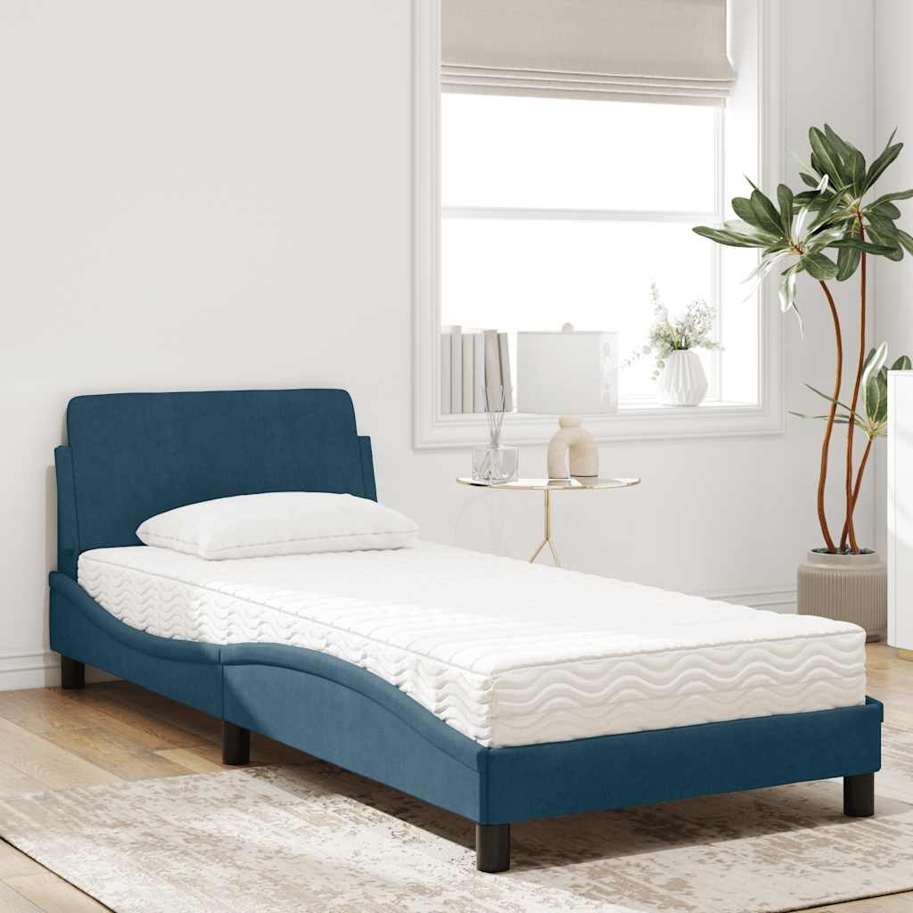 Letto con Materasso Dover Blu 90x200 cm in Velluto | homemem39