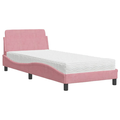 Letto con Materasso Dover Rosa 90x200 cm in Velluto - homemem39
