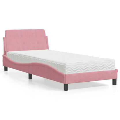 Letto con Materasso Dover Rosa 90x200 cm in Velluto - homemem39
