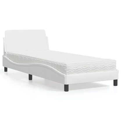 Letto con Materasso Dover Bianco 90x200 cm in Similpelle - homemem39