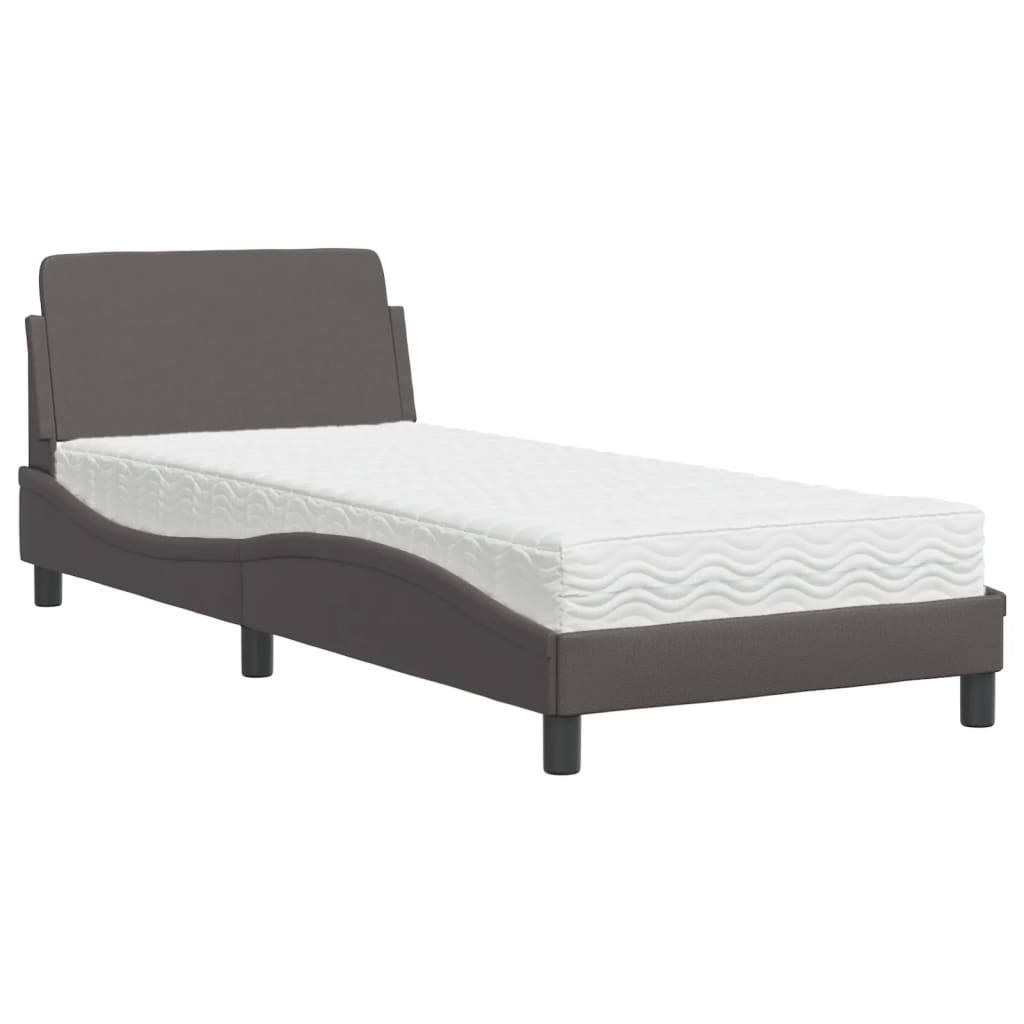 Letto con Materasso Dover Grgio 90x200 cm in Similpelle - homemem39
