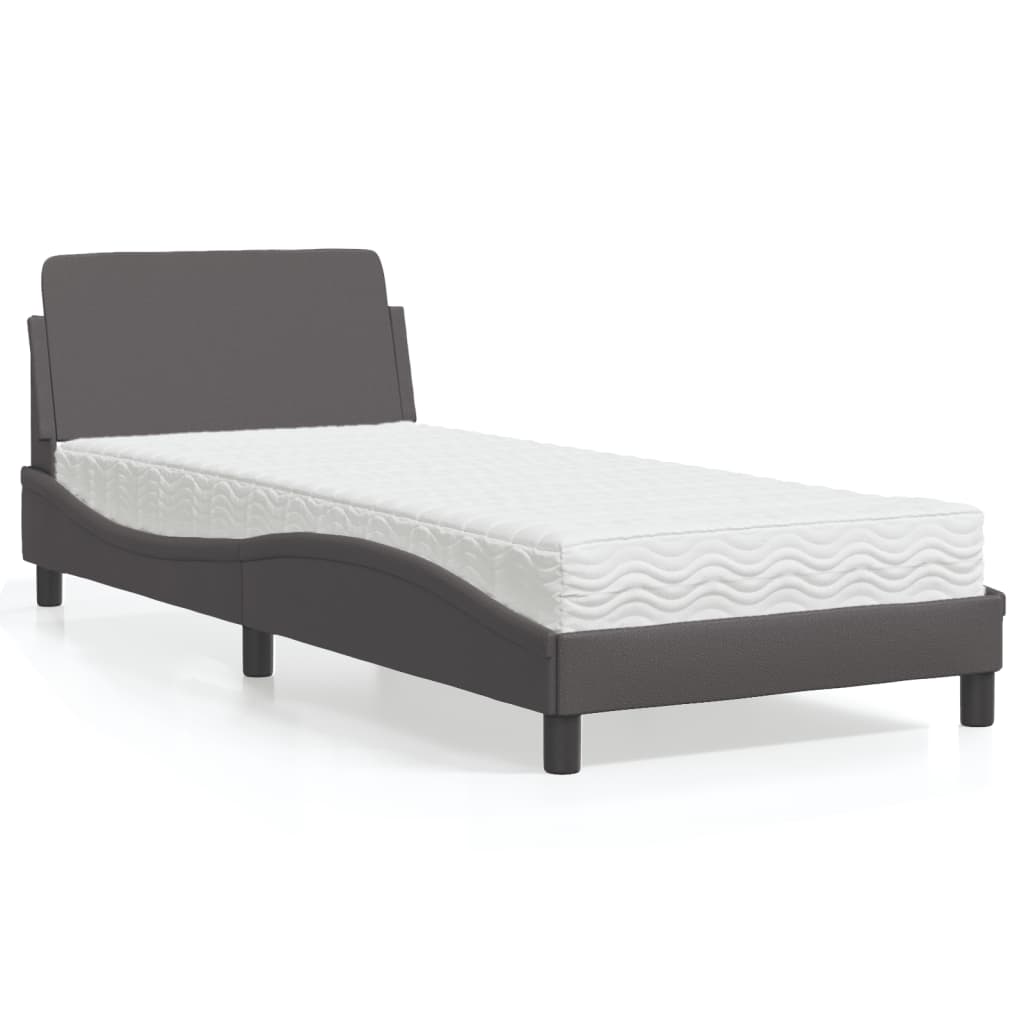 Letto con Materasso Dover Grgio 90x200 cm in Similpelle - homemem39