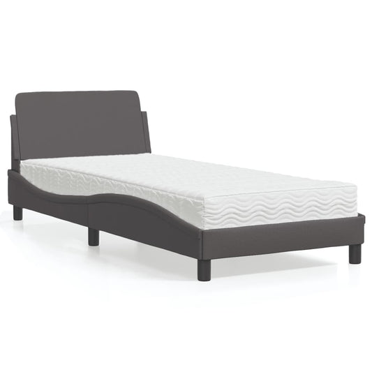 Letto con Materasso Dover Grgio 90x200 cm in Similpelle - homemem39