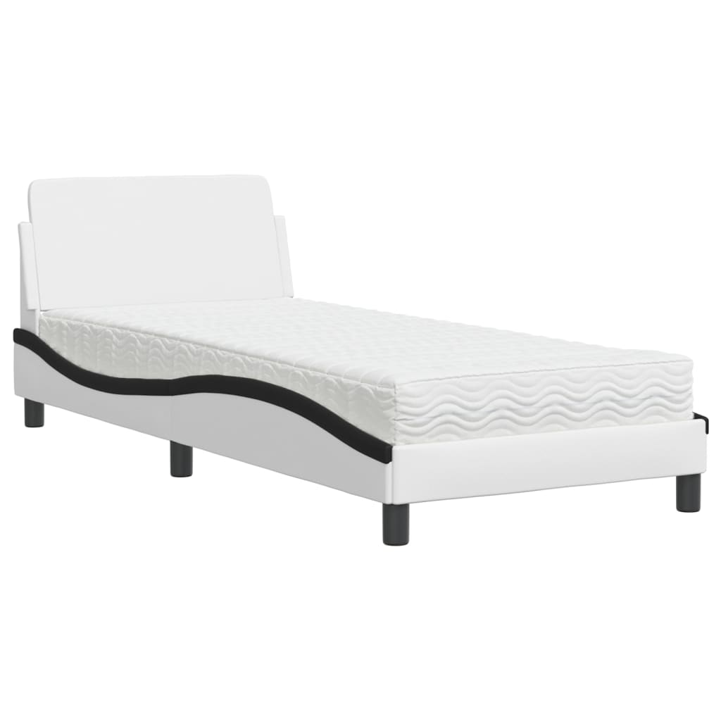 Letto con Materasso Dover Nero e Bianco 90x200 cm in Similpelle - homemem39