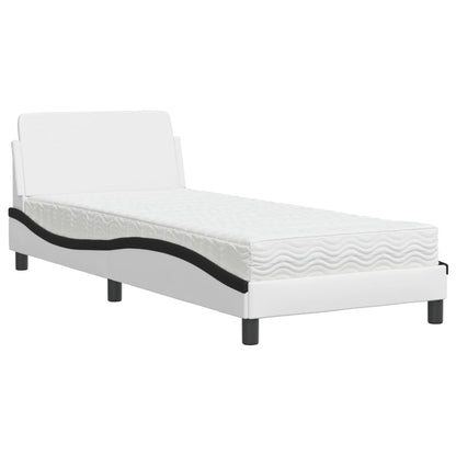 Letto con Materasso Dover Nero e Bianco 90x200 cm in Similpelle - homemem39