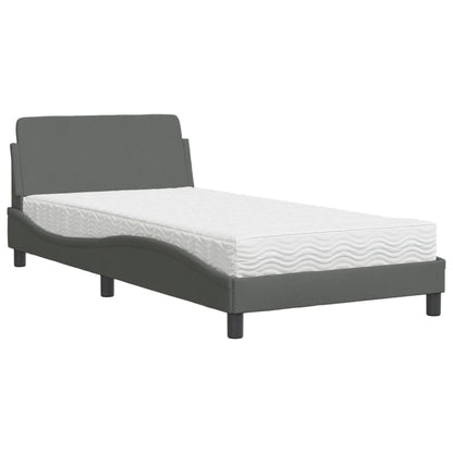 Letto con Materasso Dover Grigio Scuro 100x200 cm in Tessuto - homemem39