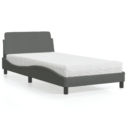 Letto con Materasso Dover Grigio Scuro 100x200 cm in Tessuto - homemem39
